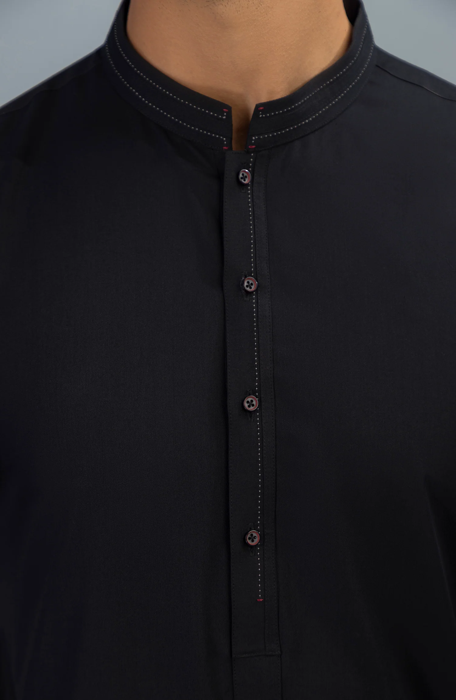 WINTER'23 MEN KAMEEZ SHALWAR CASUAL BLACK - Image 2