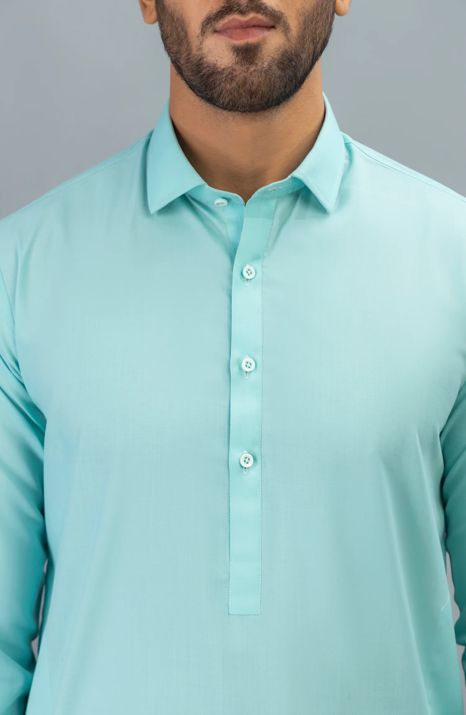 WINTER'23 MEN KAMEEZ SHALWAR CASUAL LIGHT TURQUOISE - Image 2