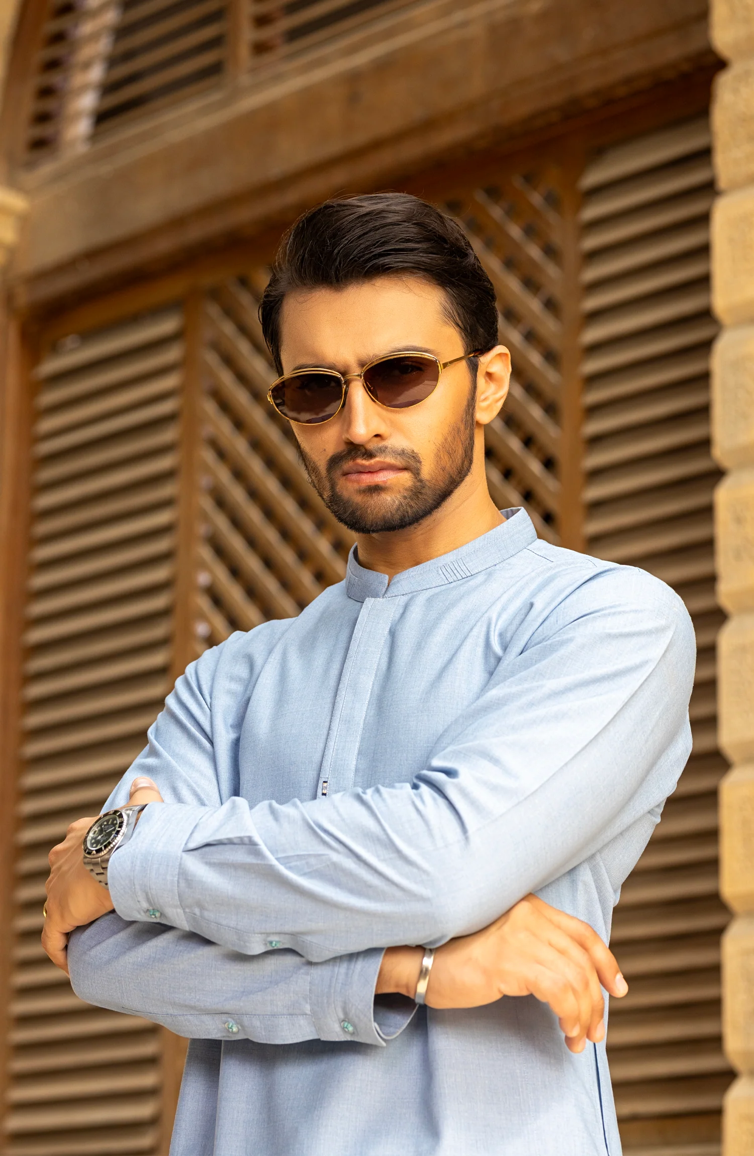 WINTER'23 MEN KAMEEZ SHALWAR CASUAL SKY BLUE - Image 3