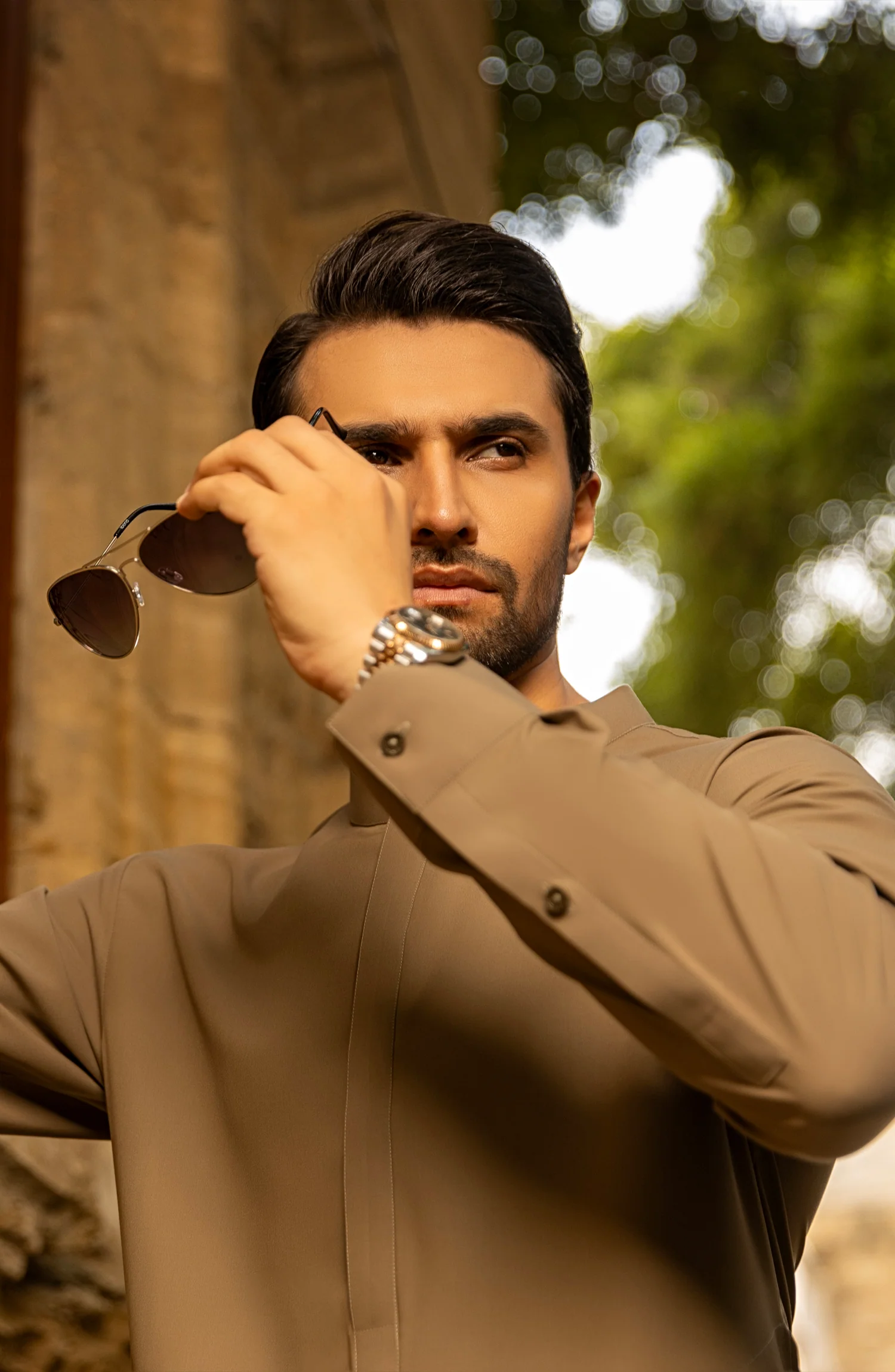 WINTER'23 MEN KAMEEZ SHALWAR PLAIN LIGHT OLIVE - Image 4
