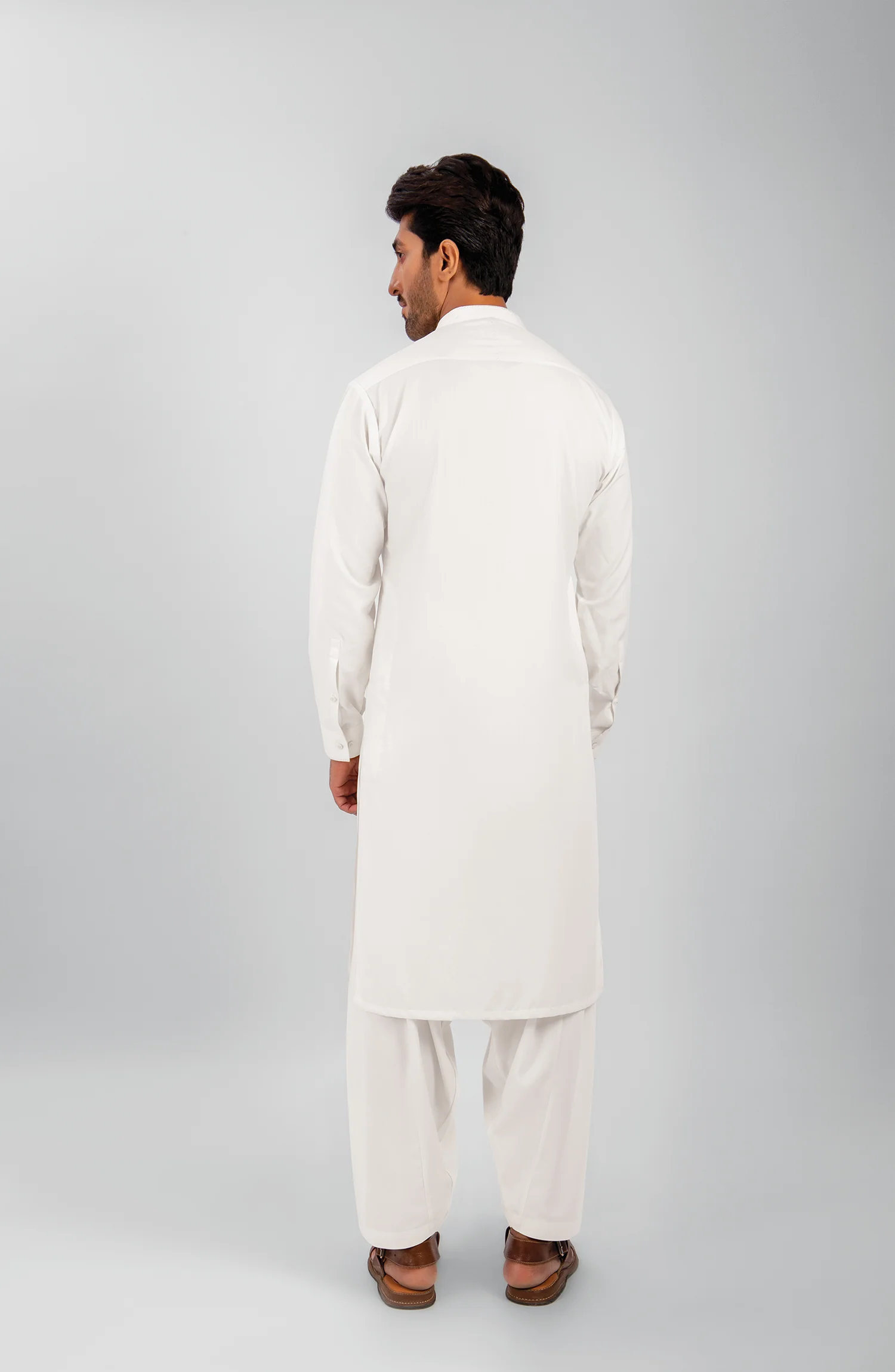 WINTER'23 MEN KAMEEZ SHALWAR WHITE - Image 2