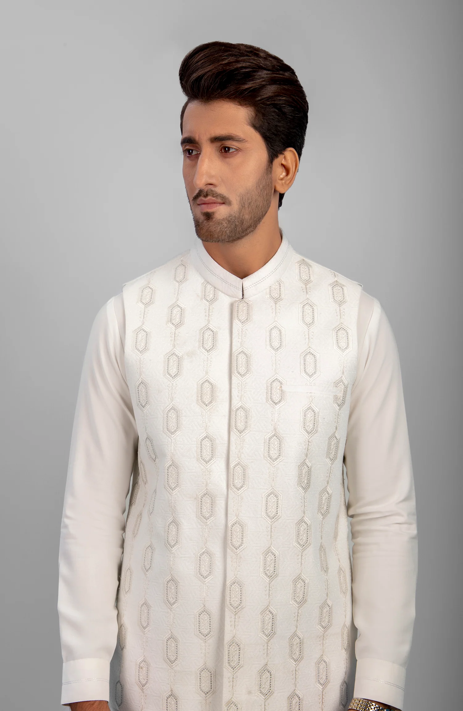 WINTER'23 MEN WAISTCOAT FORMAL WHITE - Image 2