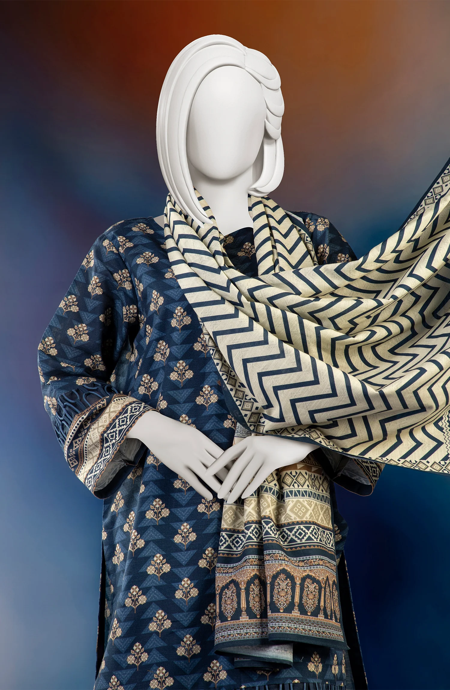 WINTER'23 WOMEN PRINTED KHADDAR 3PC UNSTITCHED