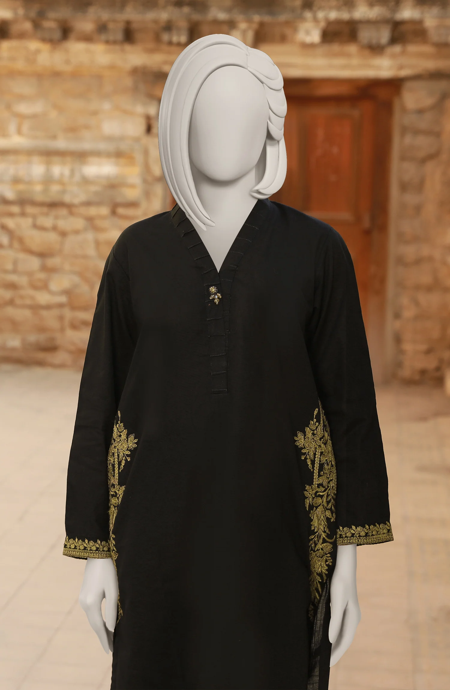 WINTER'24 EMBROIDERED CROSS HATCH WOMEN STITCHED 2PC SUIT - Image 2