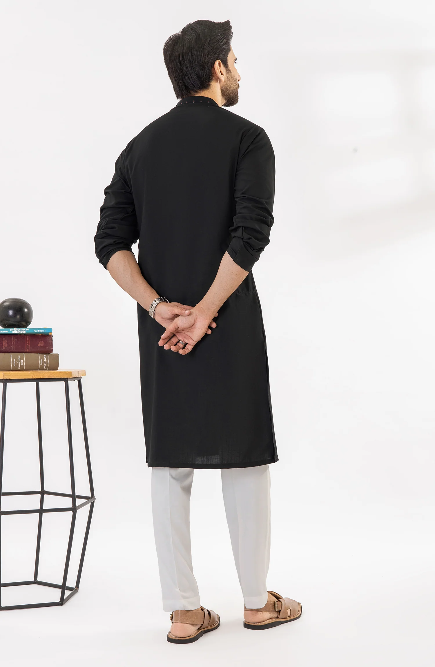 WINTER'24 MEN KURTA SEMI FORMAL BLACK - Image 3