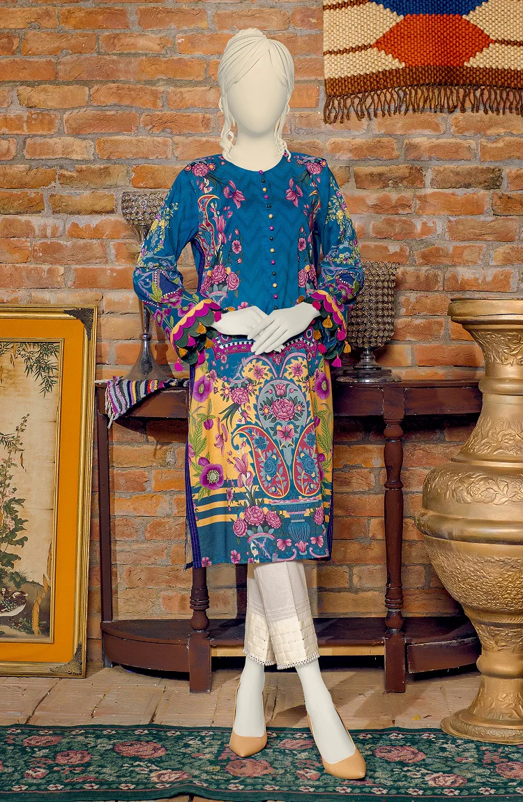 WOMEN CLASSIC TERRACOTTA PRINTED CAMBRIC 1PC UNSTITCHED