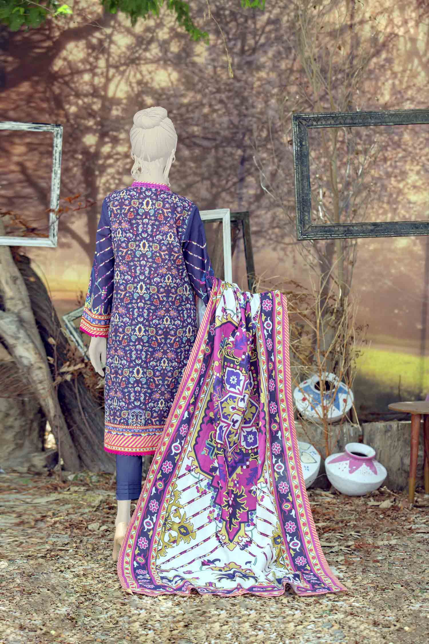 WOMEN PERSIAN WINDMILL EMBROIDERED STITCHED 3PC SUIT - Image 5